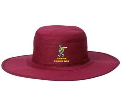 Qdos Cricket Ipplepen CC Clothing Wide Brim Sun Hat Maroon